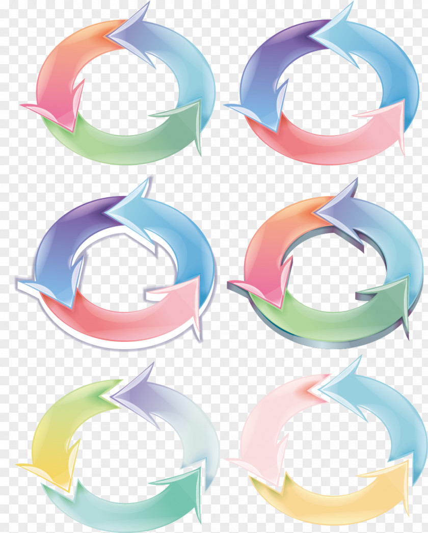 Six Groups Of Color Cycling Arrows Arrow Clip Art PNG