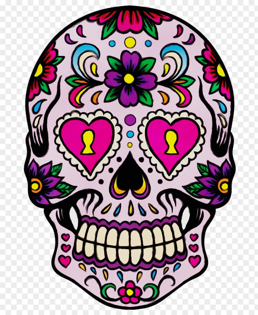 Skull Bone Head Purple Pattern PNG