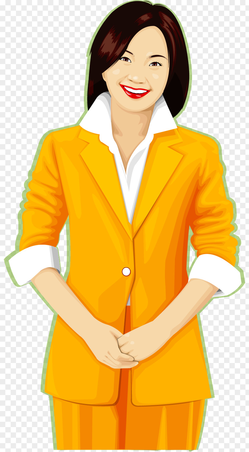 Vector Hand-painted Business Woman Suit Fashion PNG