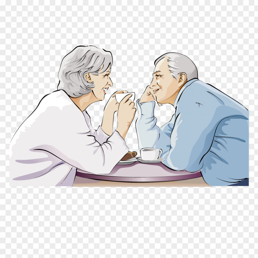 Elderly Couple Drinking Coffee Old Age Homo Sapiens PNG