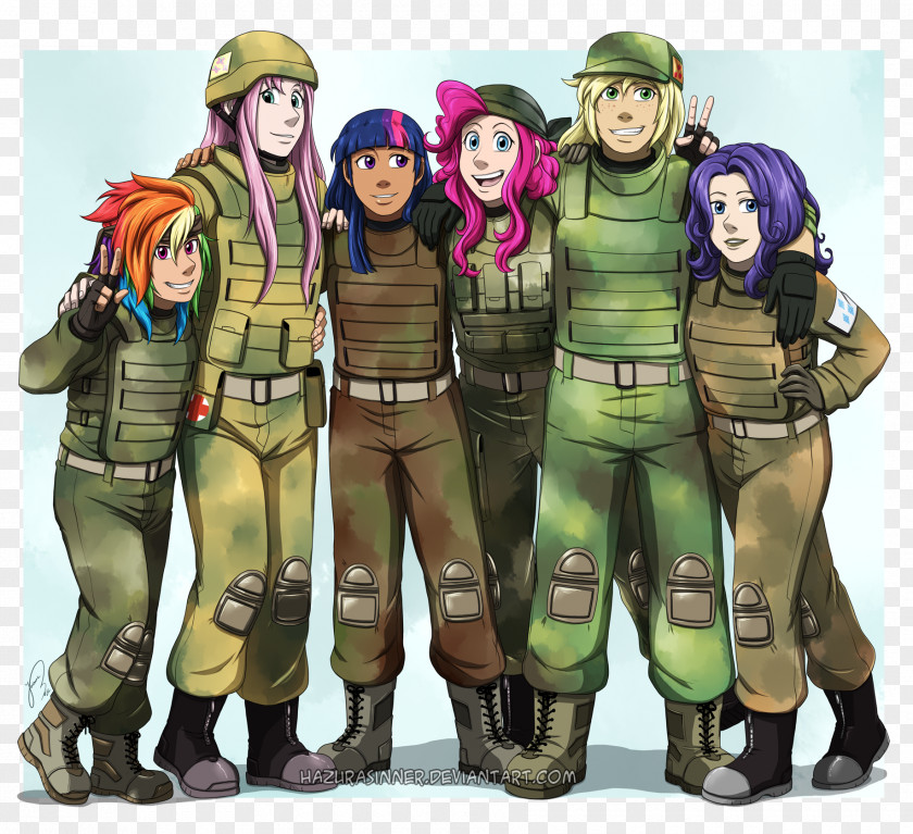 Military Rainbow Dash Fluttershy Pinkie Pie Twilight Sparkle Rarity PNG