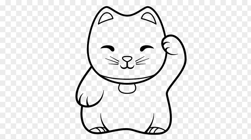 Black Nose White Face Line Art Cat Cartoon PNG