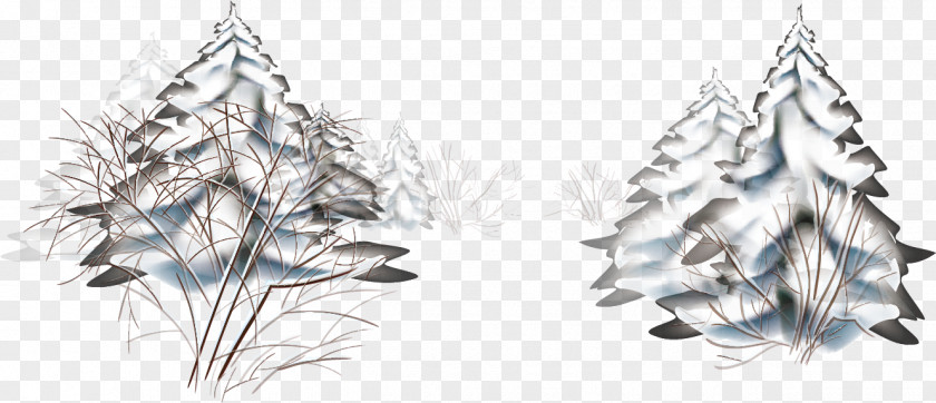 Thick Snow Trees Vector Landscape Winter Clip Art PNG