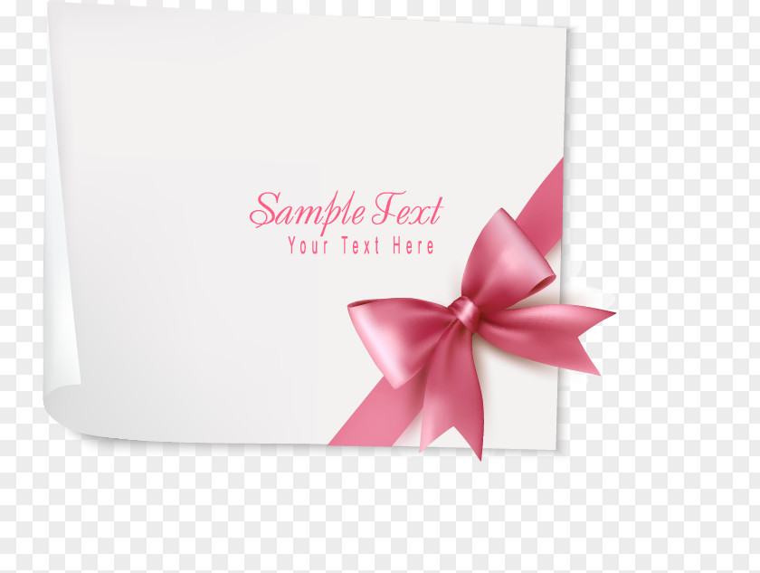 Vector Hand-drawn Bow Pink Greeting Card Ribbon Gift PNG