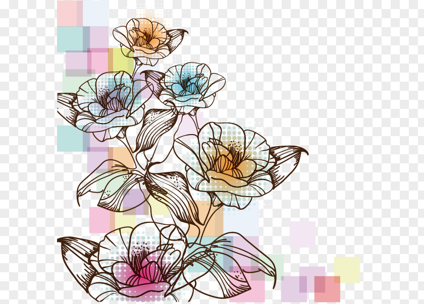 Vector Artwork Flowers Painting Flower Drawing Euclidean PNG