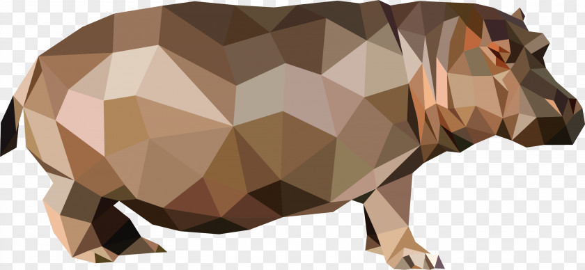Vector Three-dimensional Origami Class Hippo Domestic Pig Hippopotamus Rhinoceros PNG