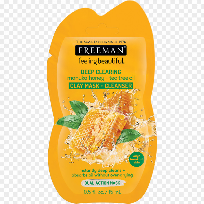 Mask Freeman Deep Clearing Manuka Honey + Tea Tree Oil Clay Cleanser Mānuka Feeling Beautiful Sweet & Lemon Peel-Away PNG