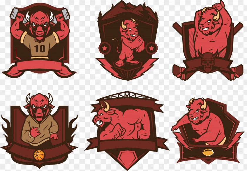 Red Cartoon Characters Hercules Medal Logo Illustration PNG