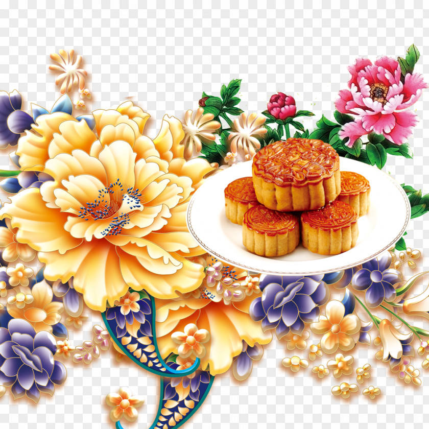 The Flowers Of Moon Cake Mooncake Mid-Autumn Festival Dragon Boat Finger Food PNG