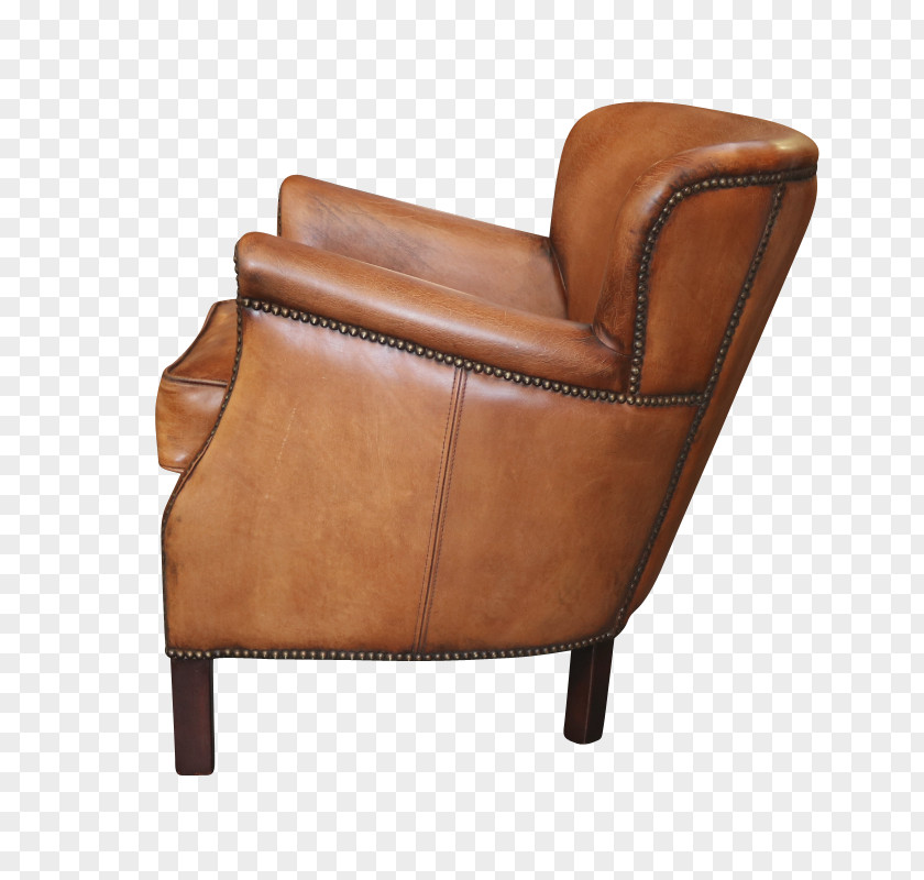 Design Club Chair Brown Leather Caramel Color PNG