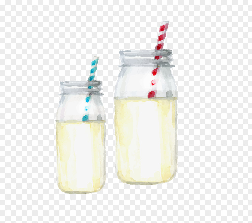 Gouache Painted Milk Lemonade Drink Mason Jar PNG