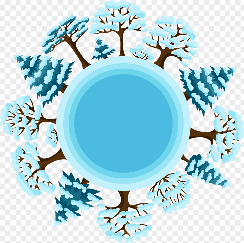 Winter Pine Round Photography Illustration PNG