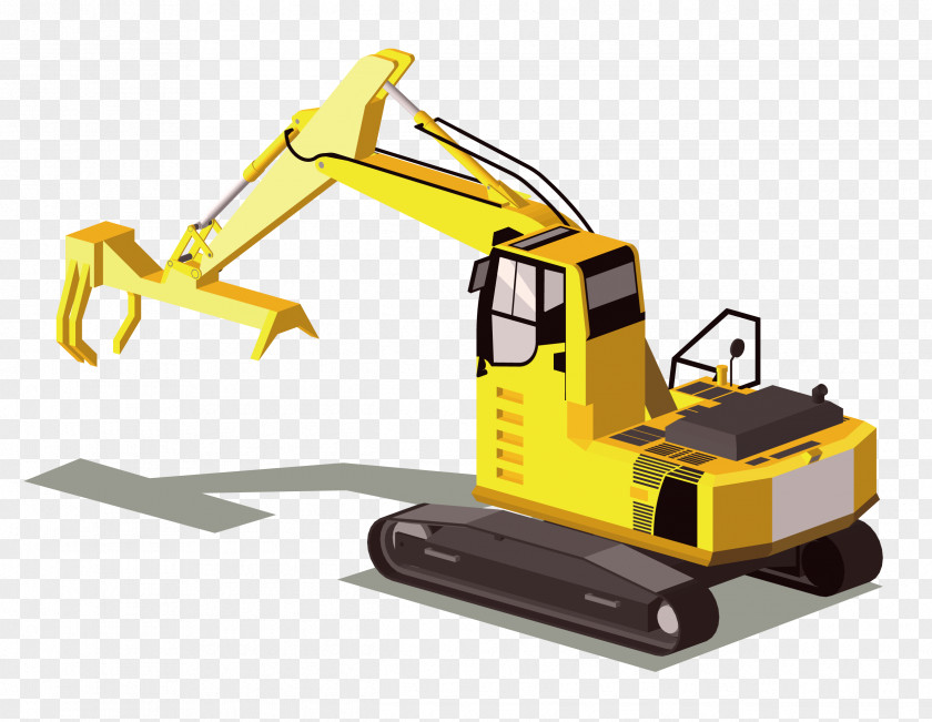 Yellow Excavator Euclidean Vector Computer File PNG