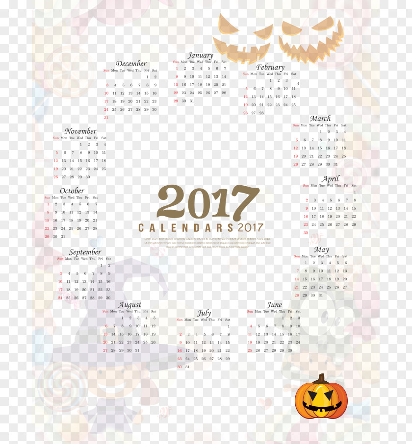 Halloween Calendar 2017 Graphic Design Poster PNG