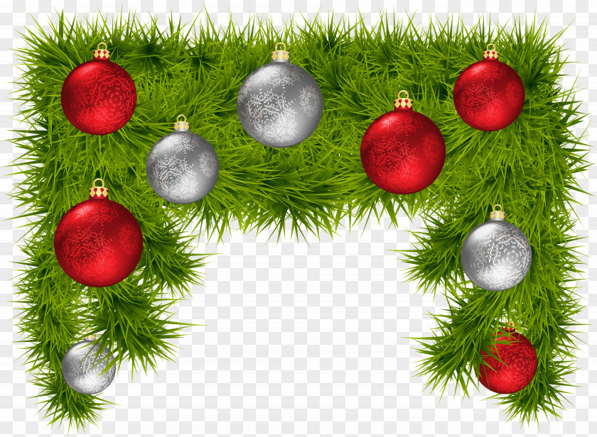 Pine Branches With Christmas Balls Decoration Clipart Image Ornament Tree PNG