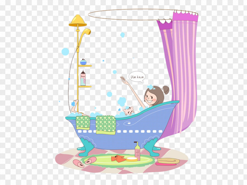 Bathing Bathtub Beauty PNG Beauty, Bath little girl cartoon illustration clipart PNG