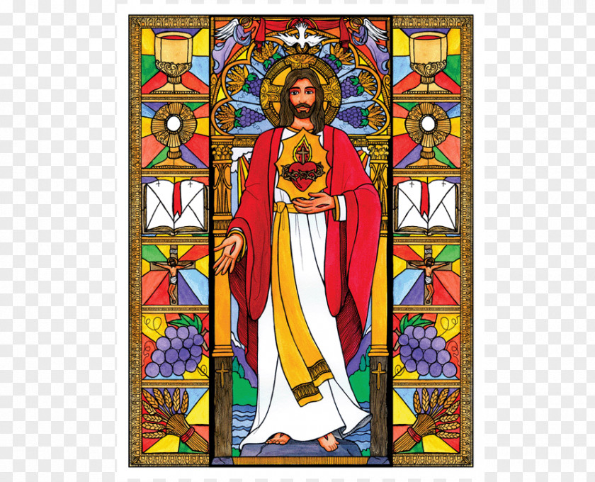 Glass Stained Art Religion Material PNG