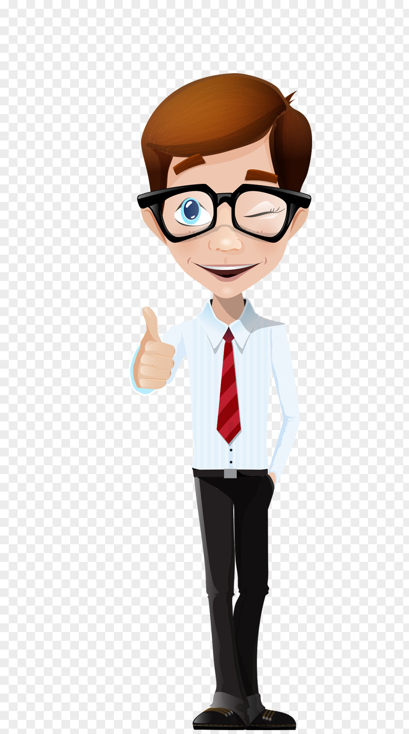 Cartoon Business People Nerd Man Glasses PNG