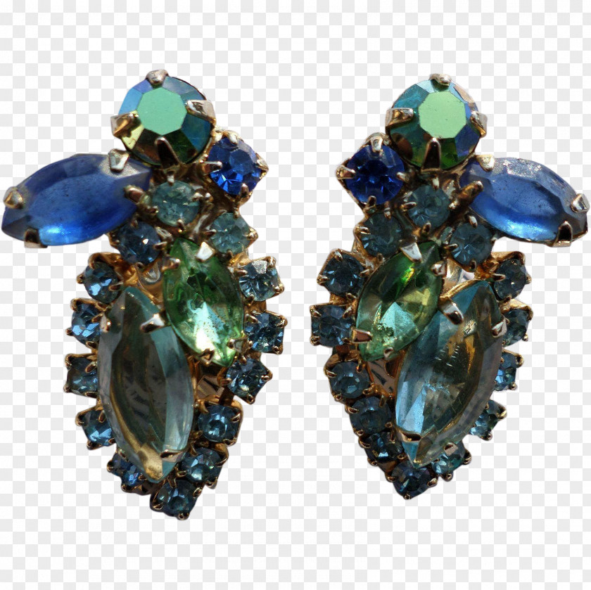 Sapphire Earring Turquoise Imitation Gemstones & Rhinestones PNG