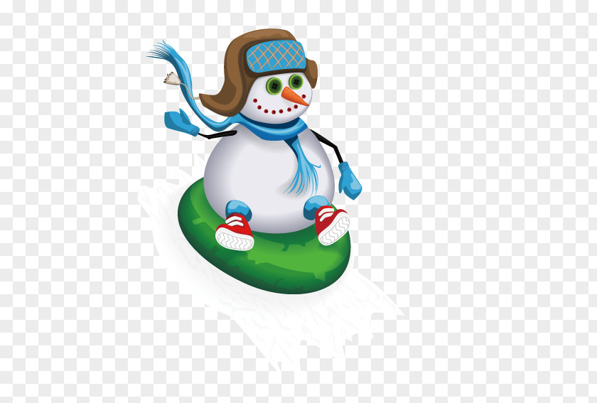 Snowman Sitting On Green Cushion Winter Holidays Fun Christmas PNG