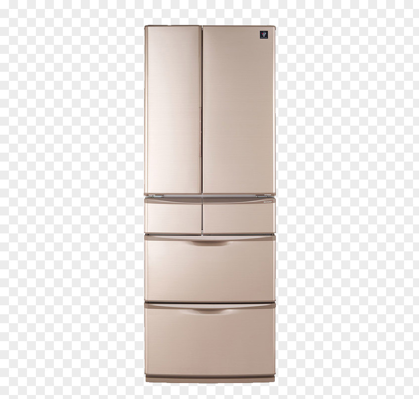 Golden Multi Door Refrigerator Euclidean Vector Frost PNG