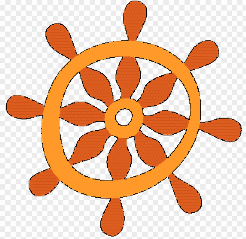 Symmetry Orange Ship Steering Wheel Background PNG