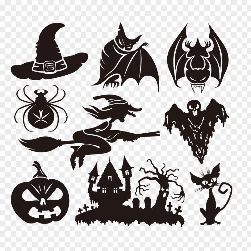 Halloween Black Silhouette Royalty-free Jack-o'-lantern Clip Art PNG