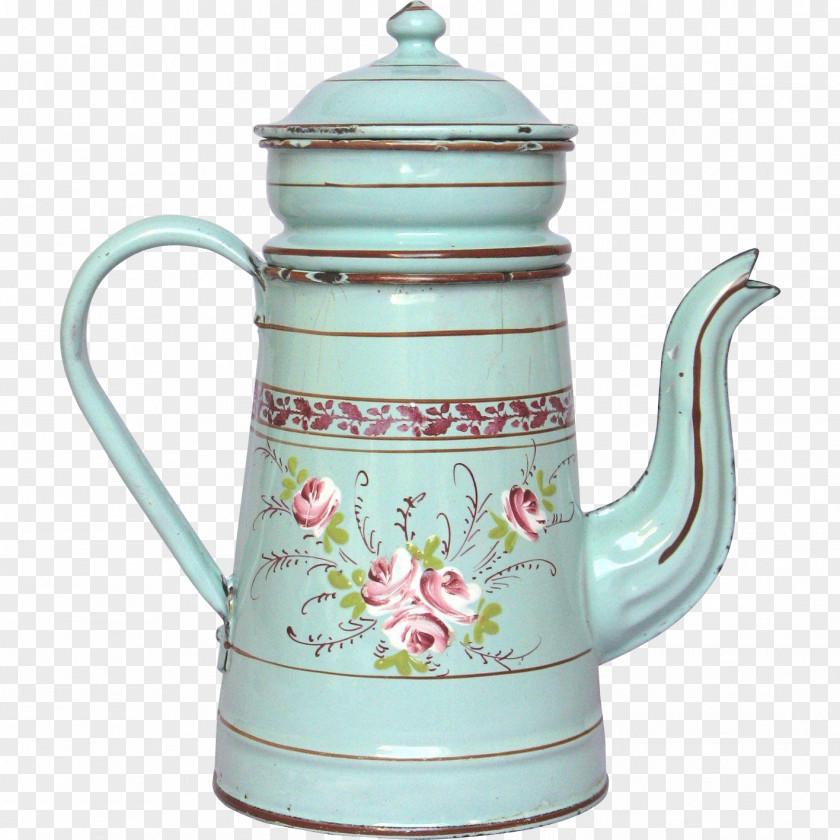 Hand Painted Coffeemaker Cafe Mug Kettle PNG