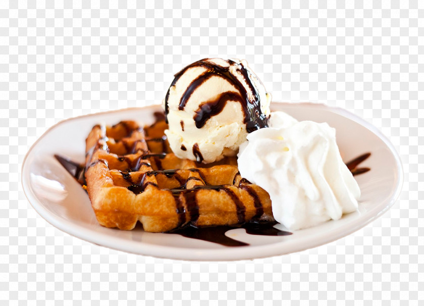 Ice Cream Sundae Belgian Waffle Dame Blanche PNG