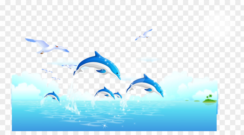 Dolphins Background Material Vector Sea Royalty-free Dolphin Illustration PNG