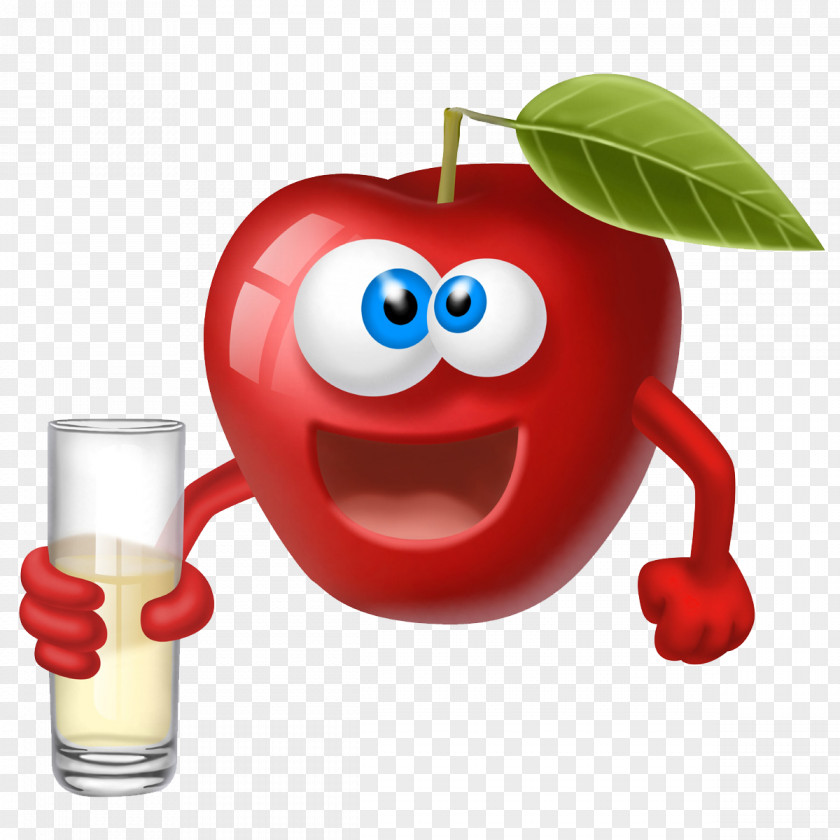 Fresh Apple Juice Fruit Cartoon PNG