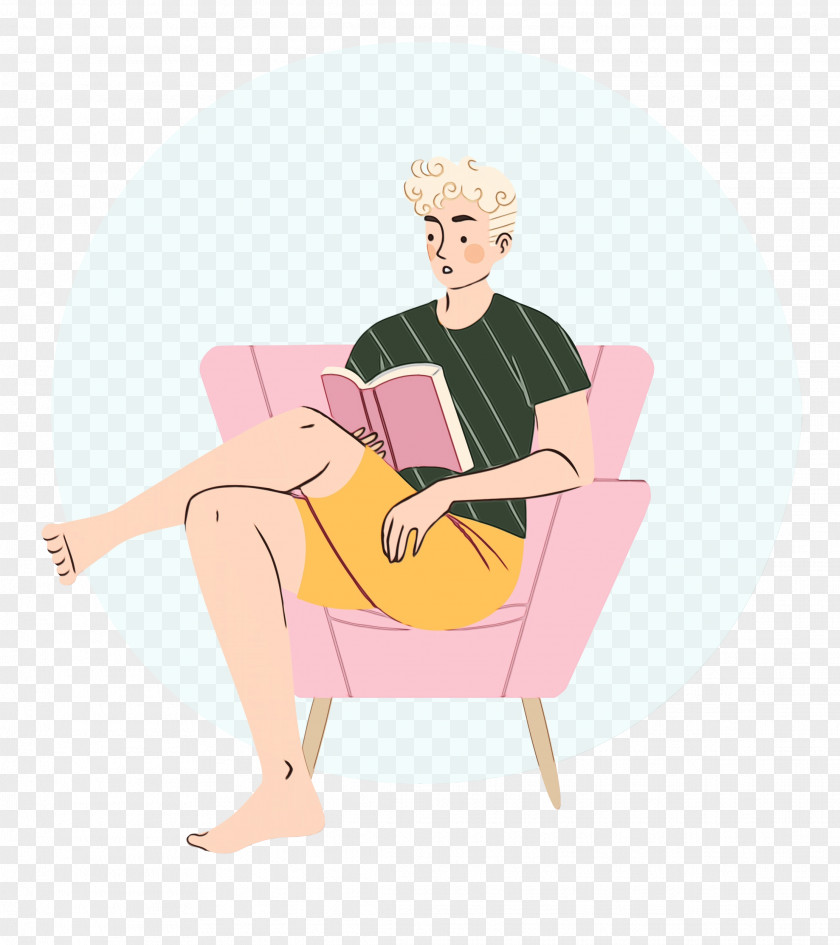 Cartoon Character Sitting Chair Behavior PNG
