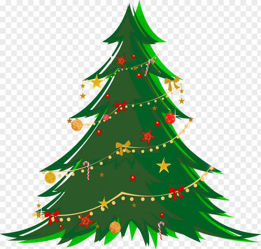 Large Transparent Green Christmas Tree With Ornaments Clipart Clip Art PNG