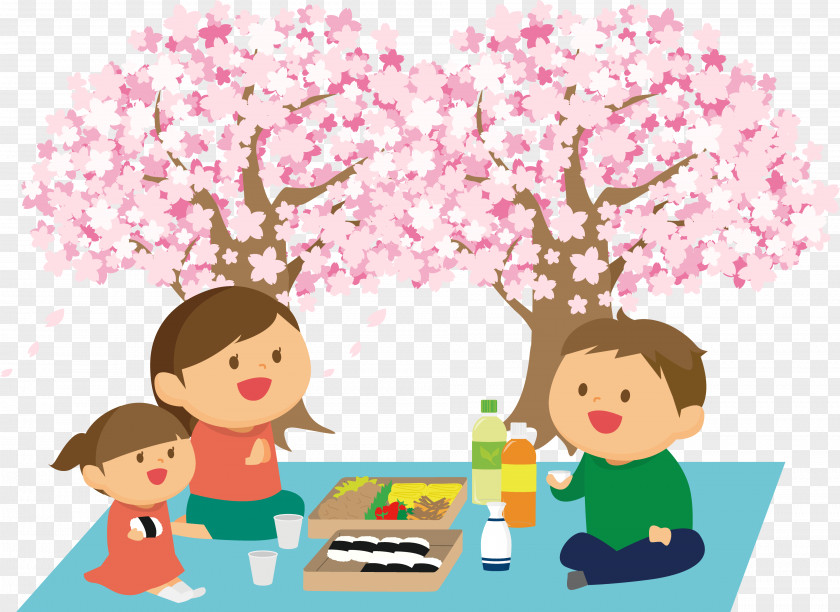 Cherry Blossom Hanami Cartoon Clip Art PNG
