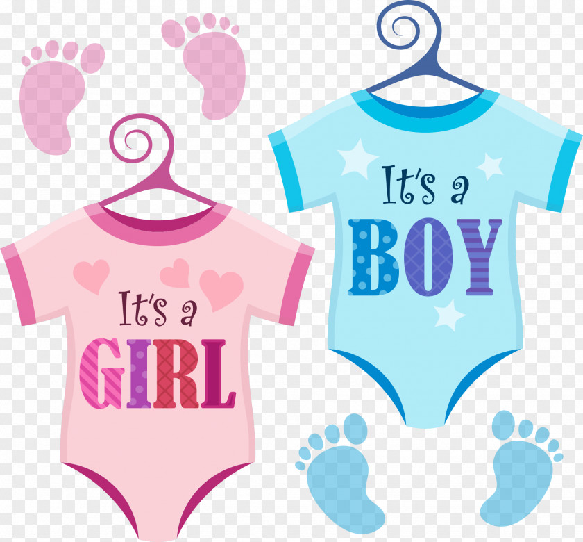 Girl Boy Infant Illustration PNG Illustration, Baby girl baby suit, baby's pink and blue clothes illustration clipart PNG