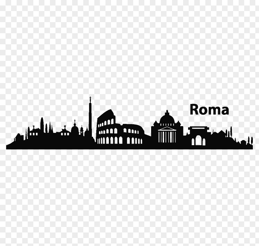 Rome Silhouette Sticker Brand Text City PNG