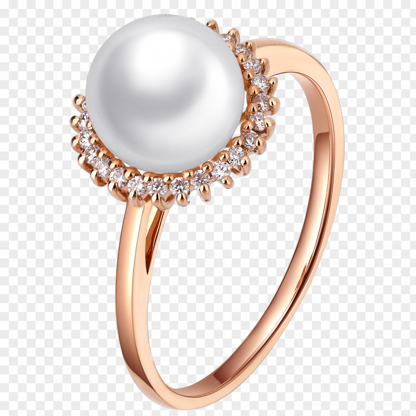 Rose Gold Pearl Diamond Jewelry Ring Jewellery PNG