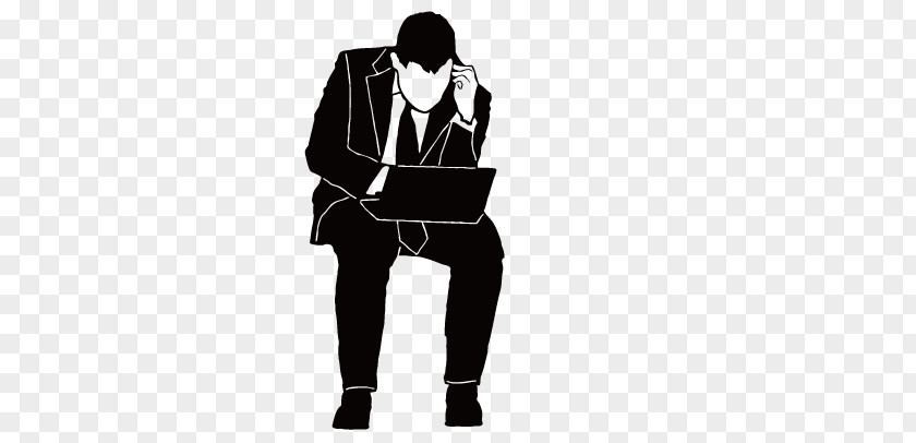 Man Sitting Computer File PNG