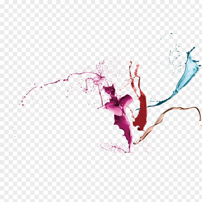 Colorful Ink Watercolor Painting PNG