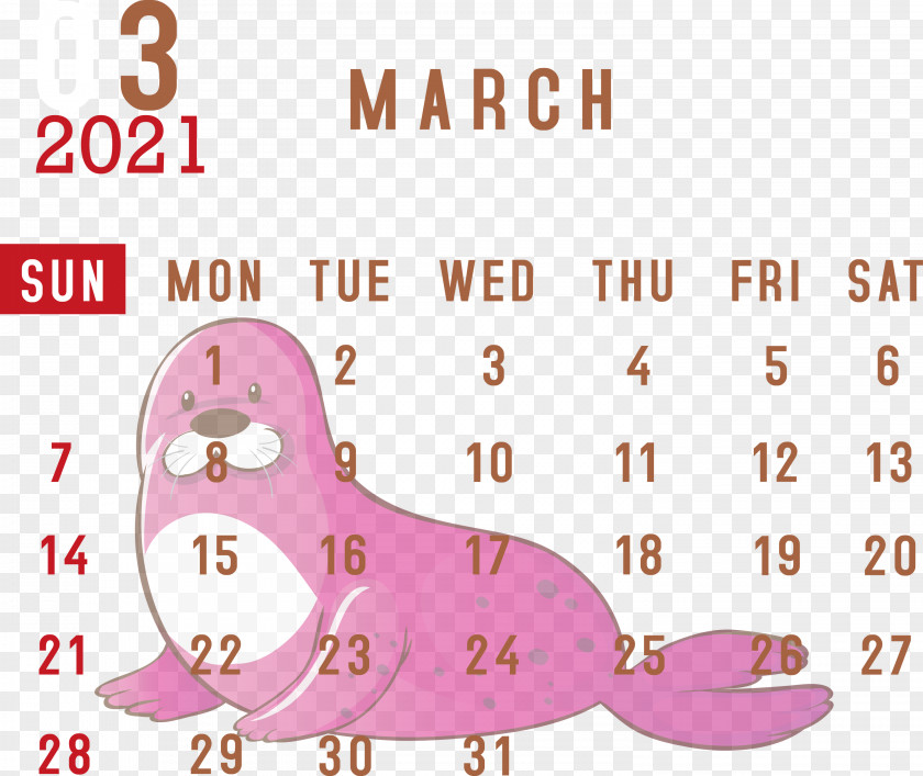 March 2021 Printable Calendar PNG