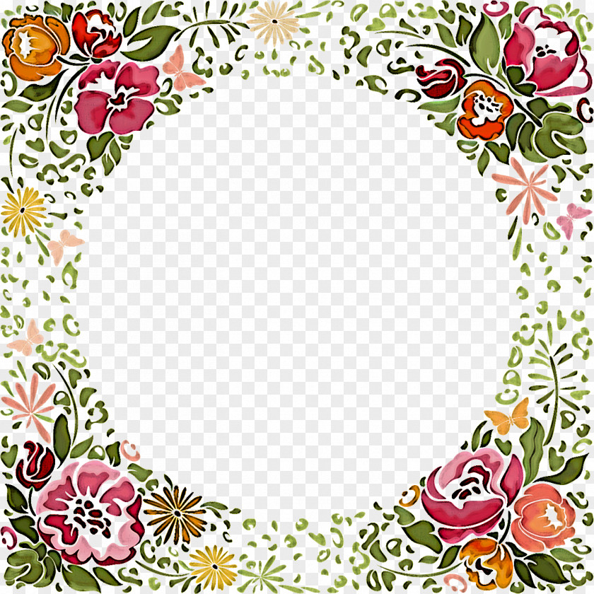 Flower Circle Frame Floral PNG