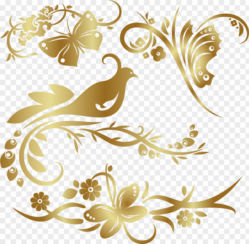 Gold Pattern Ornament Painting Flower PNG