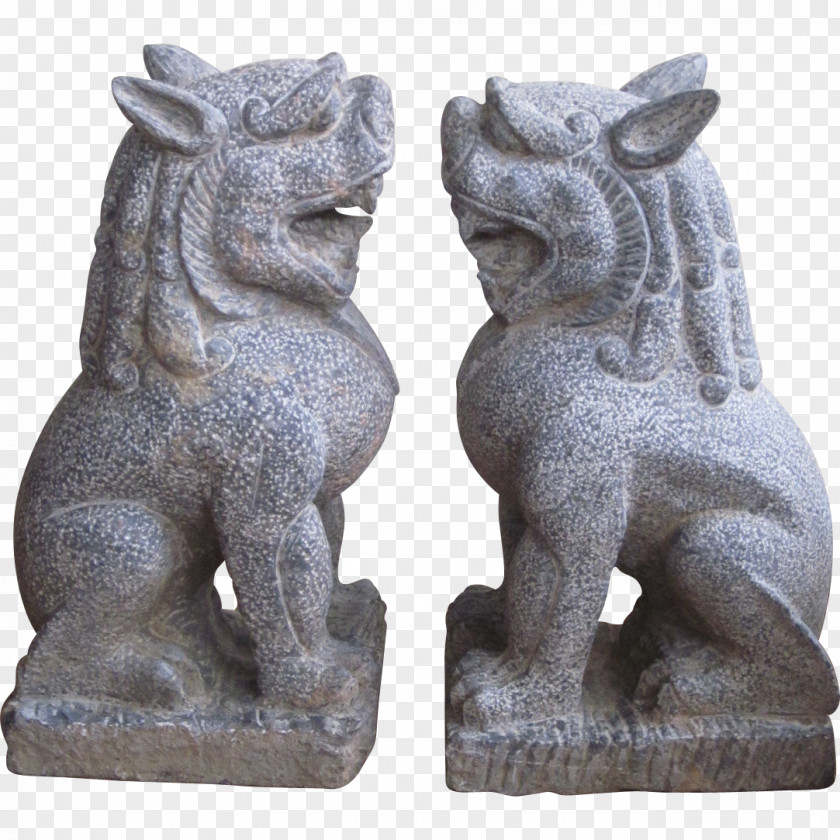 Guardian Teeth Statue Stone Sculpture Chinese Lions Carving PNG