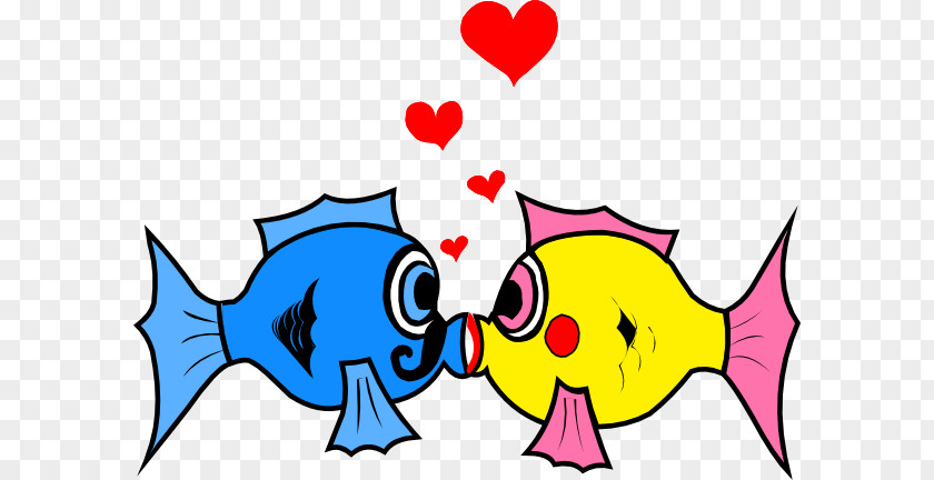 Cartoon Kiss Fish Love Clip Art PNG