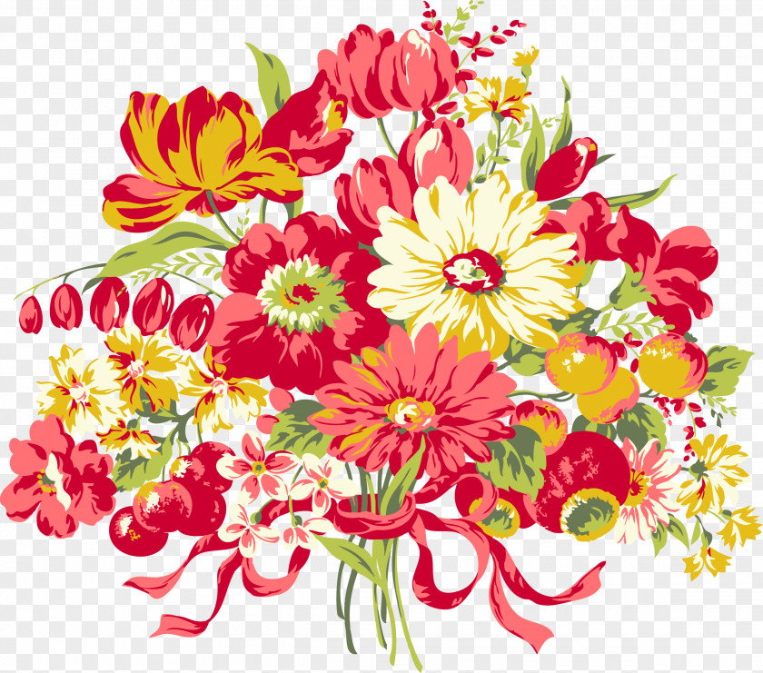 Chinese Flower Watercolor Painting Cartoon PNG