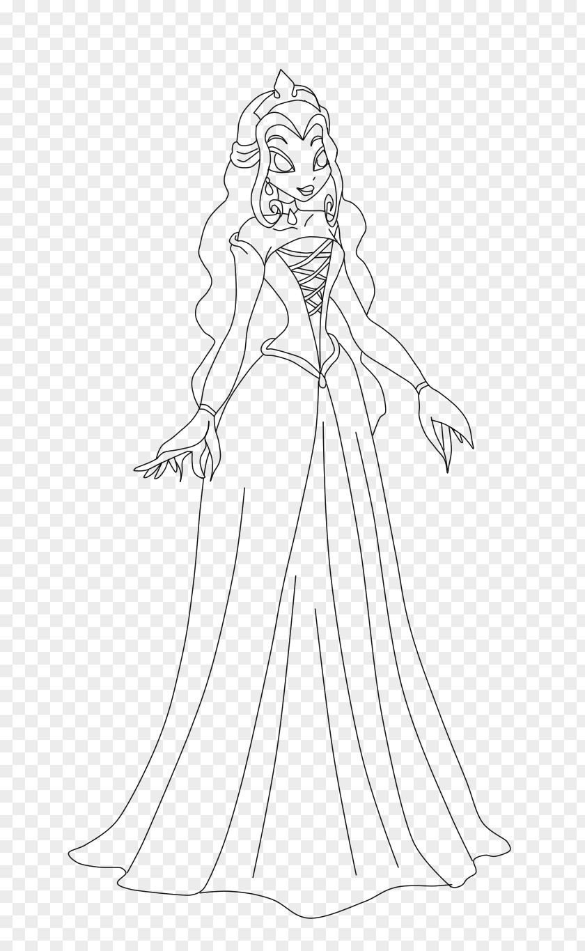 Thea Queen Drawing Line Art Dress Sketch PNG