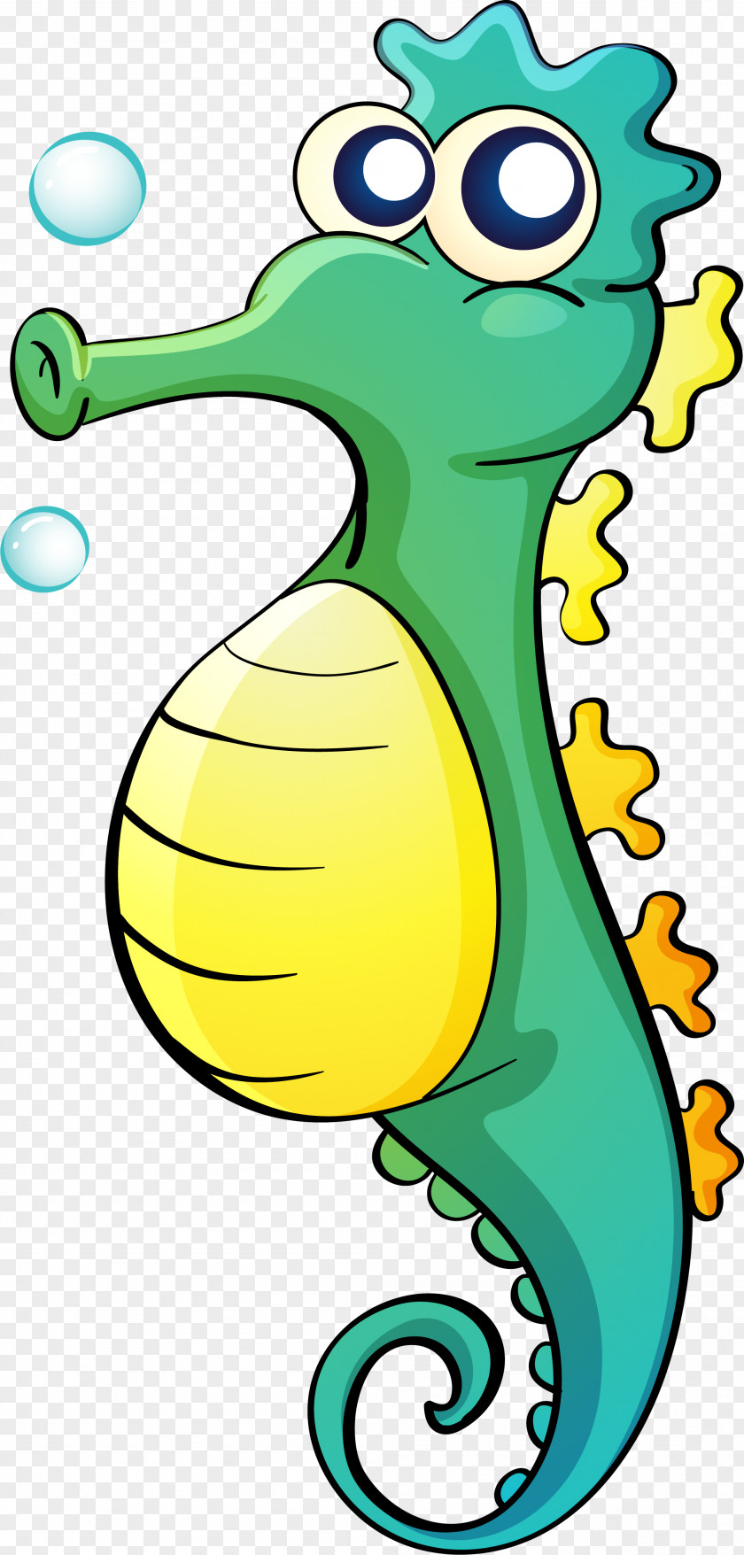 Cartoon Green Seahorse Clip Art PNG