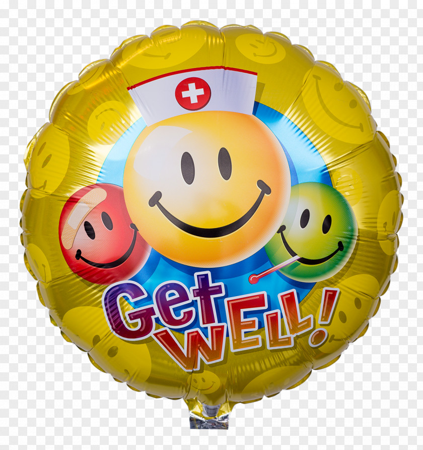 Get Well Soon Smiley Mylar Balloon Don't Worry, Be Happy Face PNG