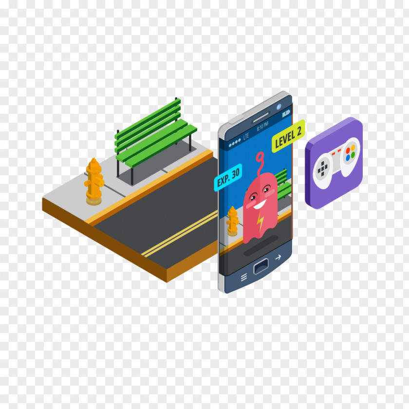 Color Mobile Games Augmented Reality Isometric Graphics In Video And Pixel Art Royalty-free Illustration PNG
