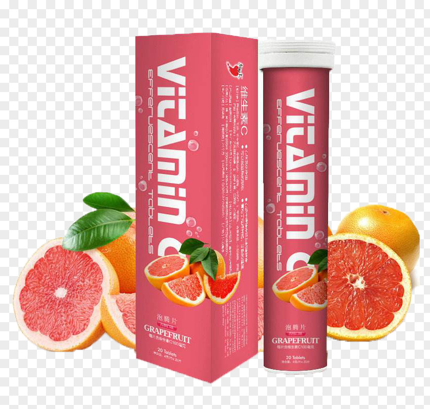 Grapefruit Flavor Effervescent Material Juice Vitamin C Tablet PNG